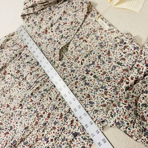NWT DOEN sz M Pietra Silk Dress Cream Saint Claude Paisley Balloon Sleeve V-neck